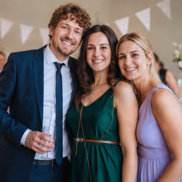 Three guests posing together